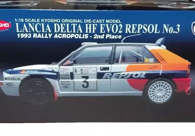 Kyosho Lancia Delta Hf Integrale Evoluzione Ii N 3 2nd Rally Acropolis 1993 C.sainz L.moya 1:18 08345A
