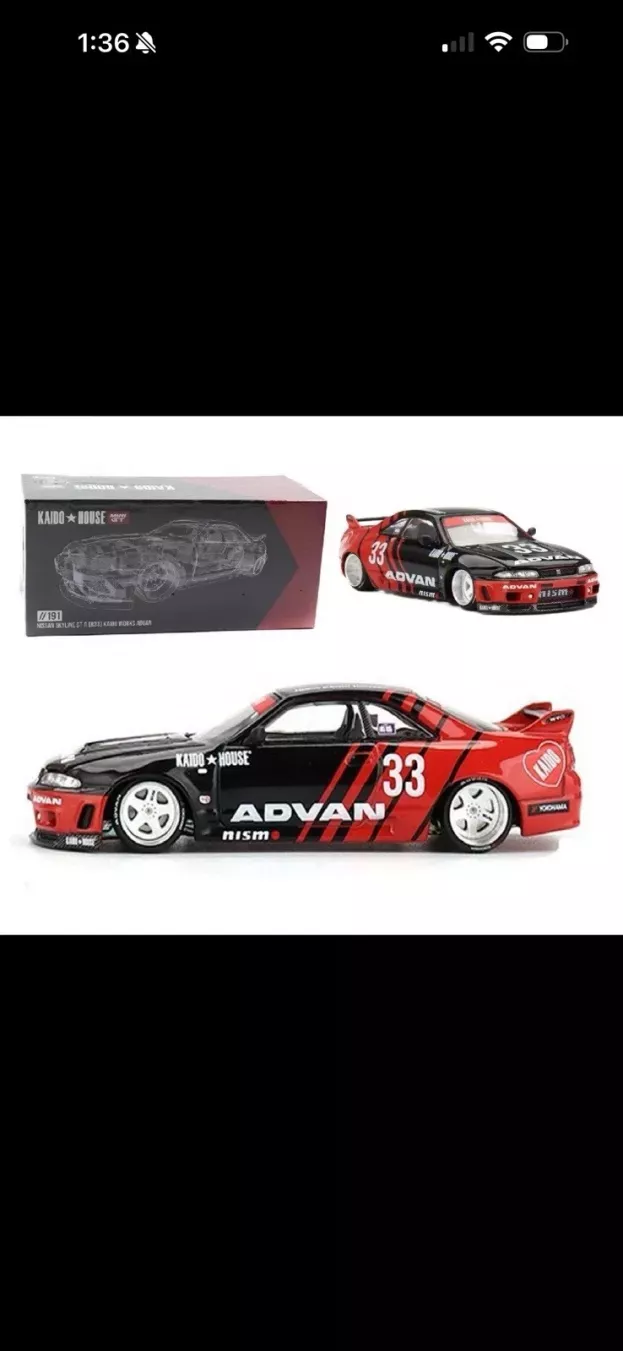 Mini GT Nissan Skyline Gt-r r33 N 33 Kaido Works Advan 1995 1:64 KHMG191