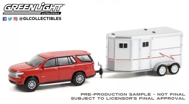Greenlight Chevrolet Tahoe With Horse Trailer 2021 1:64 32230C