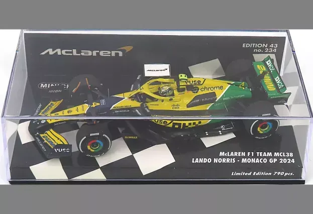 Minichamps Mclaren F1 Mcl38 Team Mclaren N 4 4th Monaco Gp senna 30th Anniversary 2024 Lando Norris 1:43 537245104
