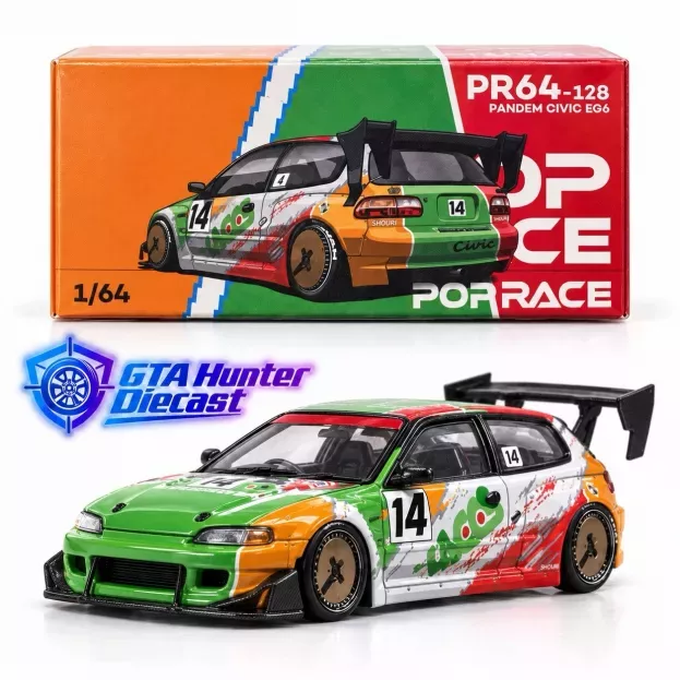 Pop Race Honda Civic Eg6 V1.5 Pandem N 14 Racing 1993 1:64 PR640128