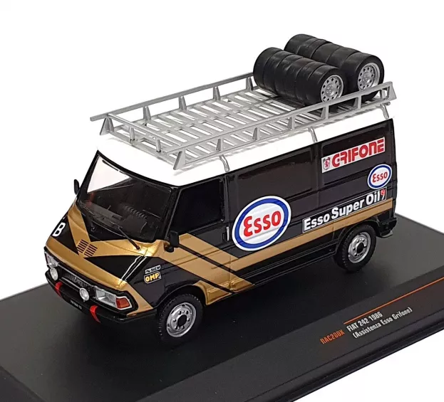 IXO Models Fiat 242 Van Fiat Team Esso Super Oil Grifone Assistance Rally 1986 Lancia Delta S4 1:43 RAC280X