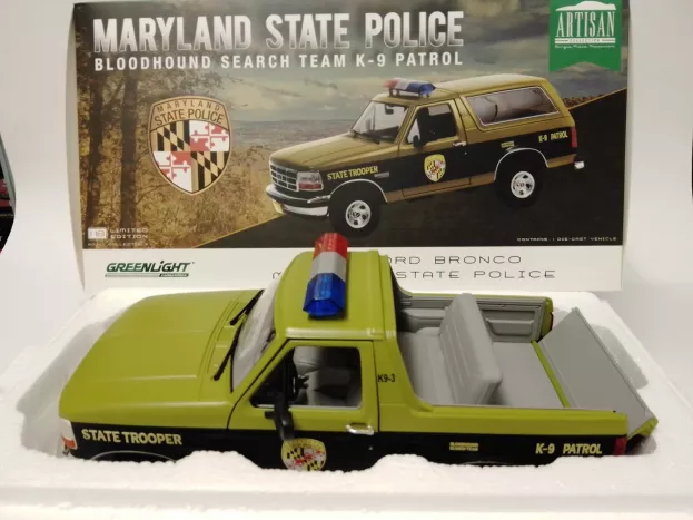 Greenlight Ford Bronco Maryland State Police 1996 1:18 19113