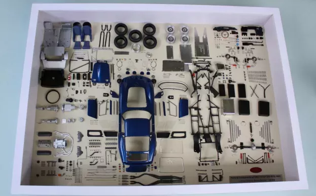CMC Model Art Ferrari 250 GTO blue parts display board 1:18 A-023