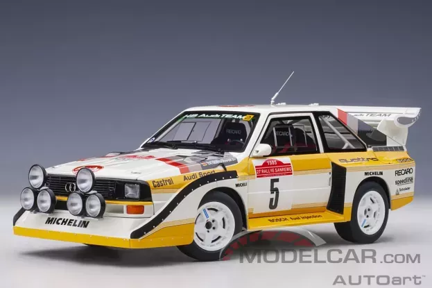 AUTOart Audi Sport Quattro S1 Rally San Remo 1985 winner W. Rohrl C. Geistdorfer 5 1:18 88503