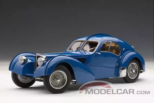 AUTOart Bugatti 57 S Atlantic 1938 Blue with Metal Wire-Spoke Wheels 1:18 70943