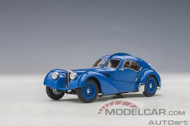 AUTOart Bugatti Type 57SC Atlantic Blue with Blue metal wire spoke wheels 50947