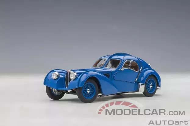 AUTOart Bugatti Type 57SC Atlantic Blue with Blue metal wire spoke wheels 1:43 50947