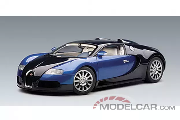 AUTOart Bugatti Veyron 16.4 Production Car Black Blue Metallic 1:18 70907