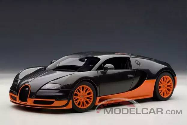 AUTOart Bugatti Veyron Super Sport Carbon Black with Orange Side Skirts 1:18 70936