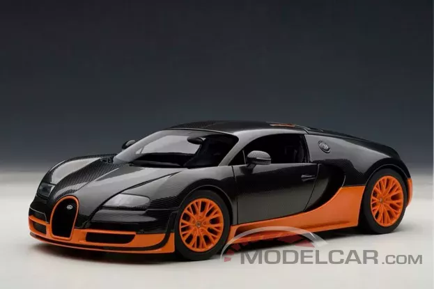 AUTOart Bugatti Veyron Super Sport World Record Black Orange Skirts 1:18 70935