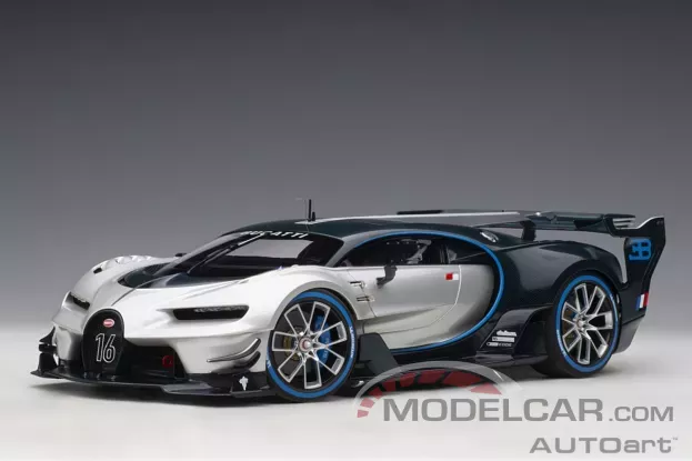 AUTOart Bugatti Vision GT Argent Silver Blue Carbon 1:18 70987