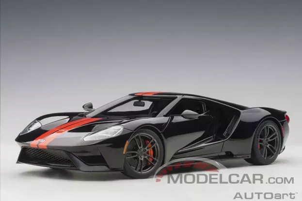 AUTOart Ford GT 2017 Shadow Black with Orange Stripes 1:18 72945