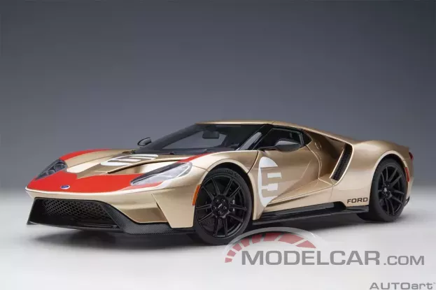 AUTOart Ford GT 2022 Holman Moody Heritage Edition Holman Woody Gold with Heritage Red and Oxford White accents 1:18 72928