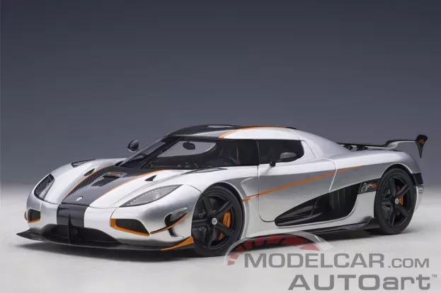 AUTOart Koenigsegg Agera RS Moon Silver Carbon with Orange Accents 1:18 79024