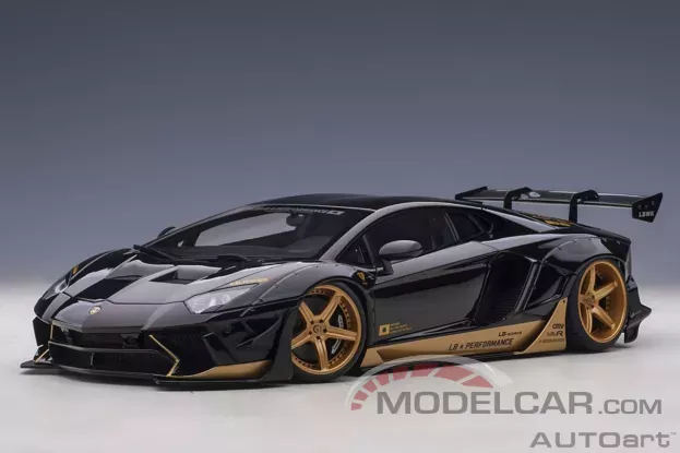 AUTOart Liberty Walk LB-Works Lamborghini Aventador Limited Edition Black with Gold accents 1:18 79184