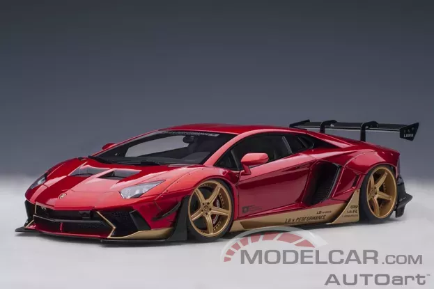 AUTOart Liberty Walk LB-Works Lamborghini Aventador Limited Edition Hyper Red with Gold accents 1:18 79182