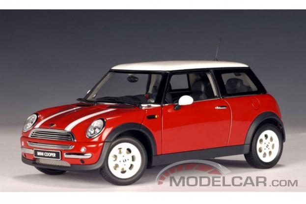 AUTOart MINI Cooper Special Edition with White Stripes On Bonnet R50 2001 Red 74827