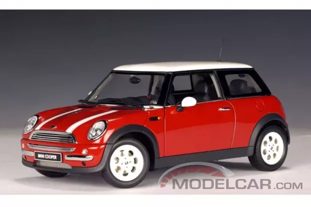 AUTOart MINI Cooper Special Edition with White Stripes On Bonnet R50 2001 Red 1:18 74827
