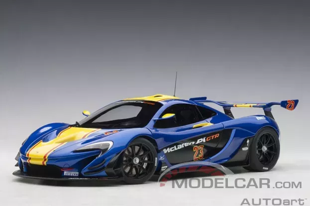 AUTOart McLaren P1 GTR Blue Metallic with Yellow stripes 23 1:18 81542