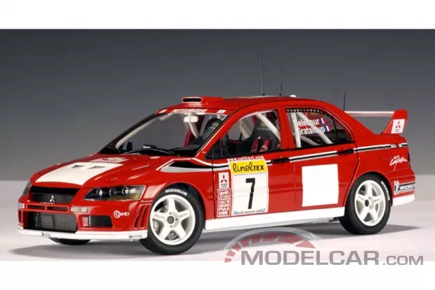 AUTOart Mitsubishi Lancer Evolution VII WRC 2002 F.Delecour D.Grataloup 7 Rally Monte Carlo 1:18 80251