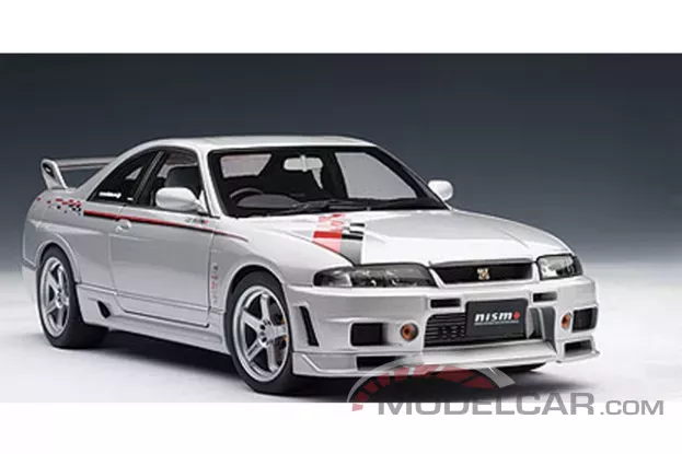AUTOart Nissan Skyline GT-R R-Tune R33 Silver with Stripes 1:18 77326