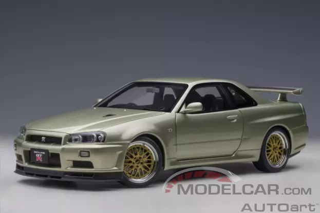 AUTOart Nissan Skyline GT-R R34 V-Spec II Nur with BBS LM wheels Millenium Jade 1:18 77405