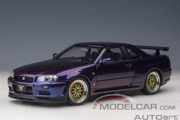 AUTOart Nissan Skyline GT-R R34 V-Spec II with BBS LM wheels Midnight Purple III 1:18 77403