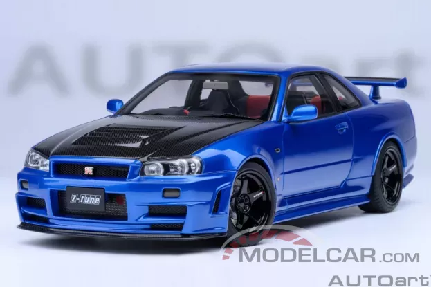 AUTOart Nissan Skyline GT-R R34 Z-tune Bayside Blue Carbon 1:18 77460