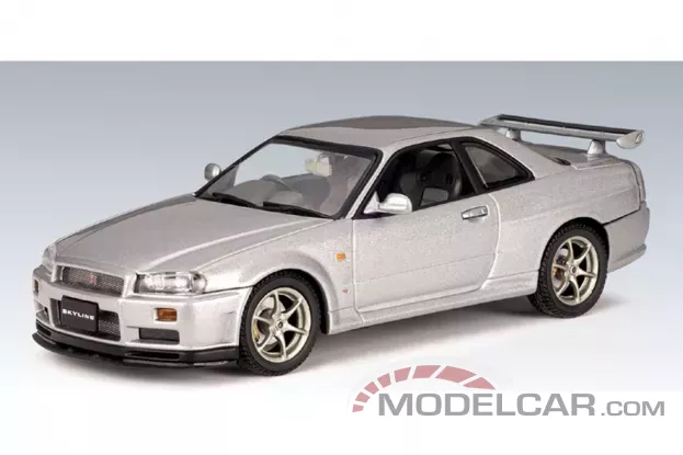 AUTOart Nissan Skyline R34 GTR 1990 Titanium Silver 1:43 57302