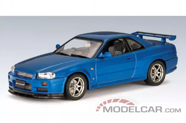 AUTOart Nissan Skyline R34 GTR V-Spec II Bayside Blue 1:43 57331