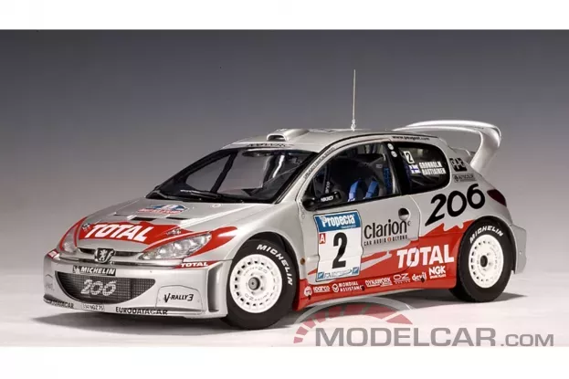 AUTOart Peugeot 206 WRC 2002 M.Gronholm T.Rautiainen 2 Winner of Rally New Zealand 1:18 80257