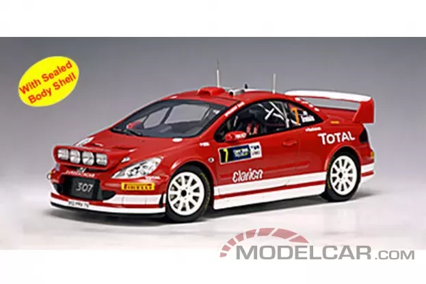 AUTOart Peugeot 307 WRC 2005 M.Gronholm T.Rautiainen 7 Rally of Deutschland Night Race Version 1:18 80556