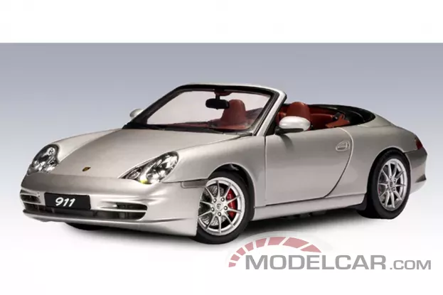 AUTOart Porsche 911 996 Carrera Convertible Facelift 2001 Arktissilber Metall 1:18 77855