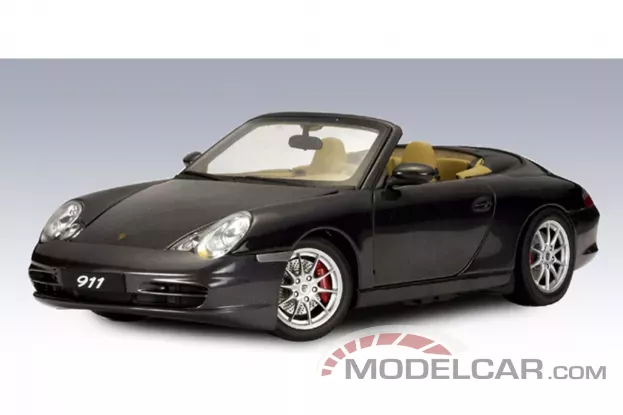 AUTOart Porsche 911 996 Carrera Convertible Facelift 2001 Basalt Schwarz Metallic 1:18 77856