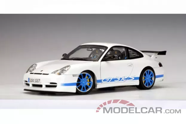 AUTOart Porsche 911 996 GT3 RS 2004 White with Blue Stripes 1:18 80472