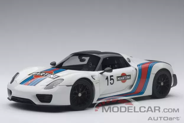 AUTOart Porsche 918 Spyder Weissach Package White with Martini livery 1:18 77927