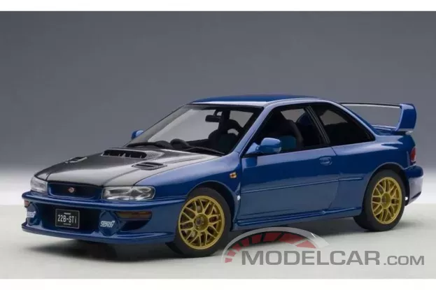 AUTOart Subaru Impreza 22B with Carbon Fibre Bonnet Upgraded 1998 Blue 1:18 78603