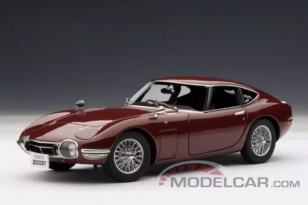 AUTOart Toyota 2000GT Coupe Upgraded Version Maroon Wire Spoke Wheel 1:18 78745
