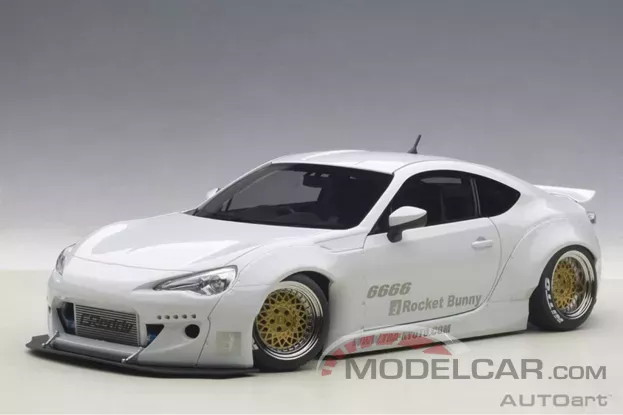 AUTOart Toyota GT86 Rocket Bunny Matt White with Gold Wheels 1:18 78756