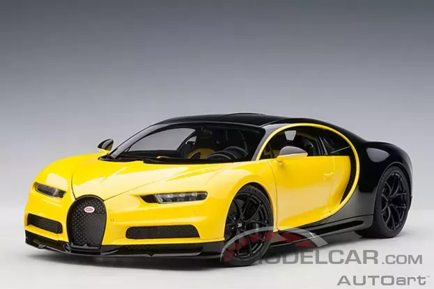 Autoart Bugatti Chiron 2017 Jaune Molsheim Yellow Nocturne Black 1:18 70994