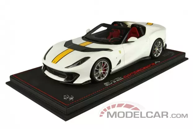 BBR Ferrari 812 Competizione A Avus White Color With Yellow Stripe 1:18 P18209E