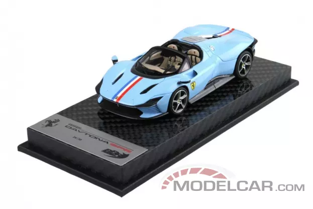 BBR Ferrari Daytona SP3 Serie Icona Azzurro La Plata French Stripe 1:43 BBRC267APST1