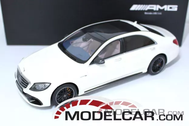 GT Spirit Mercedes Benz S63 AMG Sedan W222 Designo Diamond White dealer edition 1:18 B66965714