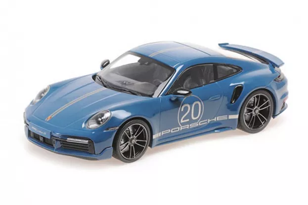 Minichamps Porsche 911 992 Turbo S Sport Design coupe blue 1:18 155069170