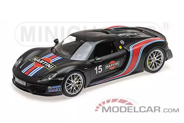 Minichamps Porsche 918 Spyder 2013 with Weissach Package matt black with Martini stripes 1:18 110062445