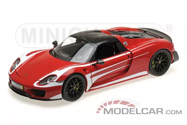 Minichamps Porsche 918 Spyder 2013 with Weissach Package red with white stripes 1:18 110062442