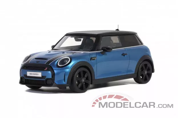 Ottomobile Mini Cooper S F56 2021 Island Blue White Stripes 1:18 OT982