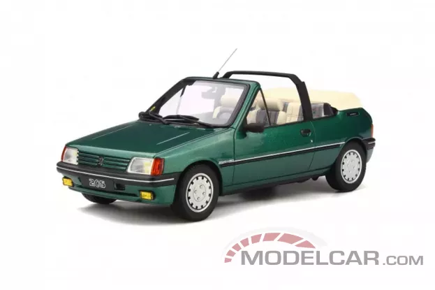 Ottomobile Peugeot 205 Cabriolet 1989 Vert Roland Garros Met 1:18 OT733