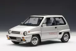 AUTOart Honda City Turbo II Silver with Motocompo in Red and Bulldog 73284